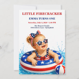 Kleiner Feuerwerk 1. Geburtstag Patriotisch Einladung
