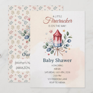 Kleiner Feuerwerkskörper 4. Juli Baby Shower Einladung