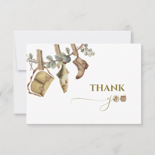 Kleiner Fischer auf dem Weg zur Baby-Dusche Dankeskarte (Vorderseite)