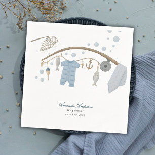Kleiner Fischer Fischerjunge Baby Shower Blau Serviette