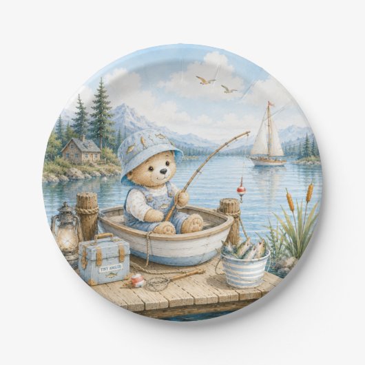 Kleiner Fischer Papierplatten-Design Pappteller (Vorderseite)