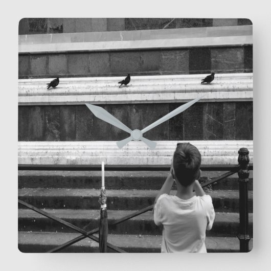 Kleiner Fotograf Quadratische Wanduhr (Vorderseite)