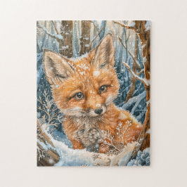 Kleiner Fox im Schneewald Puzzle