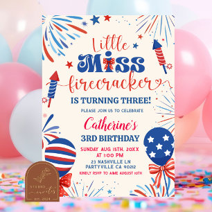 Kleiner Fräulein Feuerwerk Patriotischer Geburtsta Einladung