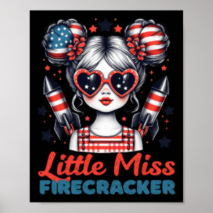 Kleiner Fräulein Feuerwerkskörper 4. Juli USA-Flag Poster