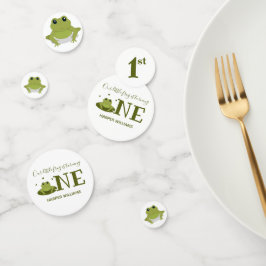 Kleiner Frosch macht ein Süße Tier zum ersten Gebu Konfetti