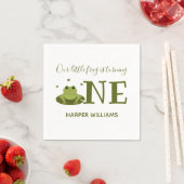 Kleiner Frosch macht ein Süße Tier zum ersten Gebu Serviette (Beispiel)