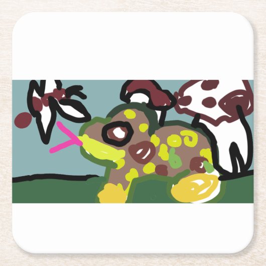 Kleiner Frosch Rechteckiger Pappuntersetzer (Vorderseite)