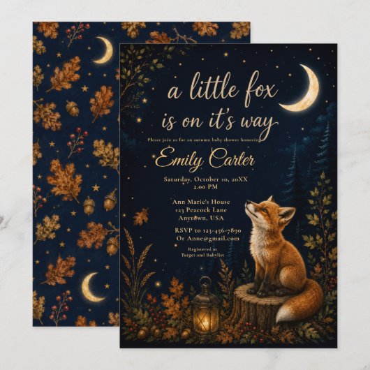 Kleiner Fuchs Fall Baby Shower Einladung (Vorne/Hinten)