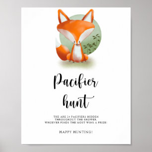 Kleiner Fuchs - Schnuller Jagd Baby Shower Spiel Poster