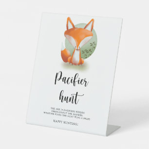Kleiner Fuchs - Schnuller Jagd Baby Shower Spiel Sockelschild