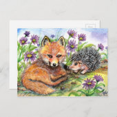 Kleiner Fuchs und Igel Postkarte (Vorne/Hinten)