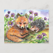 Kleiner Fuchs und Igel Postkarte (Vorderseite)