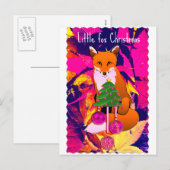 Kleiner Fuchs Weihnachtsretro fuchsia Postkarte (Vorne/Hinten)