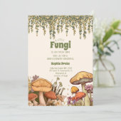 Kleiner Fungi ist auf dem Weg Mushroom Baby Dusche Einladung (Stehend Vorderseite)