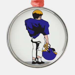 kleiner Fußballspieler in blau Silbernes Ornament