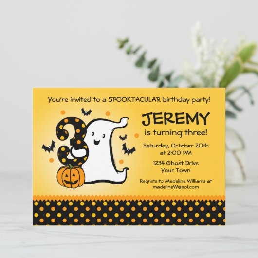 Kleiner Geist 3. Geburtstag Einladung (Stehend Vorderseite)