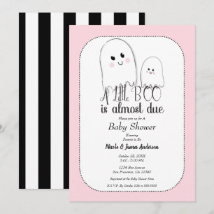 Kleiner Geist BOO zum Halloween rosa Babyshower Einladung