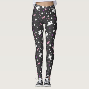 Kleiner Geist Dunkle Holzkohle Basis Halloween Leggings