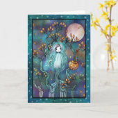 Kleiner Geist in Niedlicher Halloween-Kunst der Bä Karte (Gelbe Blume)