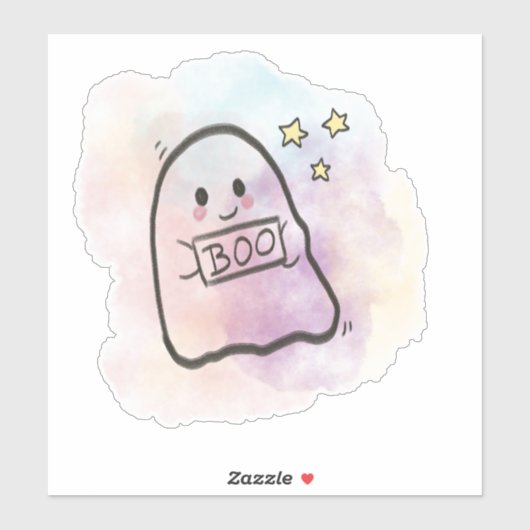 Kleiner Geist mit Boo Schild  Aufkleber (Blatt)