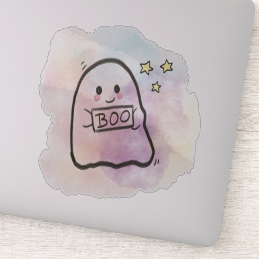 Kleiner Geist mit Boo Schild  Aufkleber (Detail)