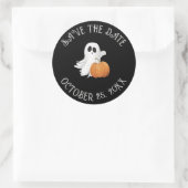 Kleiner Geist und Pumpkins Save the Date Runder Aufkleber (Tasche)