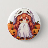 Kleiner Geist zu Halloween Button (Vorderseite)
