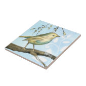 Kleiner Gelbbvogel auf einem Zweig nach oben Fliese (Seite)