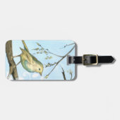 Kleiner Gelbbvogel auf einem Zweig nach oben Gepäckanhänger (Vorderseite horizontal)