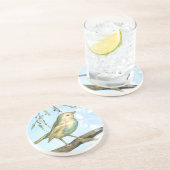 Kleiner Gelbbvogel auf einem Zweig nach oben Getränkeuntersetzer (Seite)