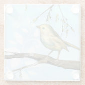 Kleiner Gelbbvogel auf einem Zweig nach oben Glasuntersetzer (Rückseite)