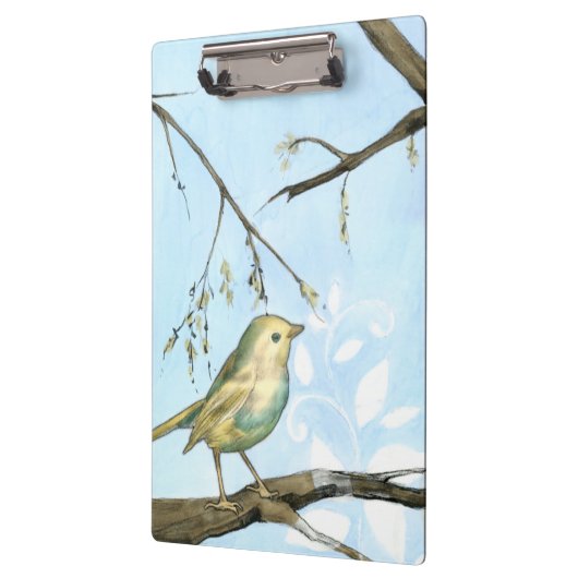 Kleiner Gelbbvogel auf einem Zweig nach oben Klemmbrett (Links)