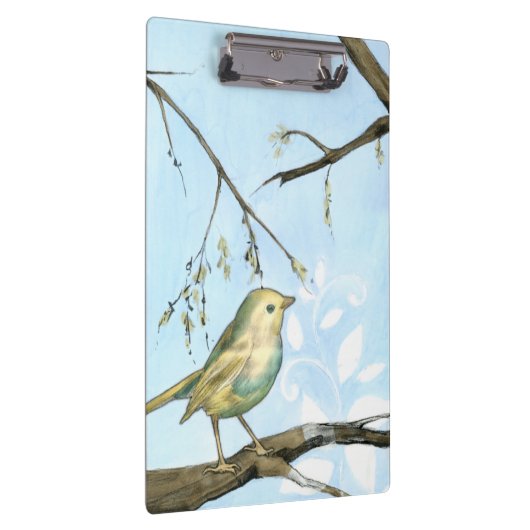 Kleiner Gelbbvogel auf einem Zweig nach oben Klemmbrett (Rechts)