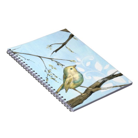 Kleiner Gelbbvogel auf einem Zweig nach oben Notizblock (Rechte Seite)