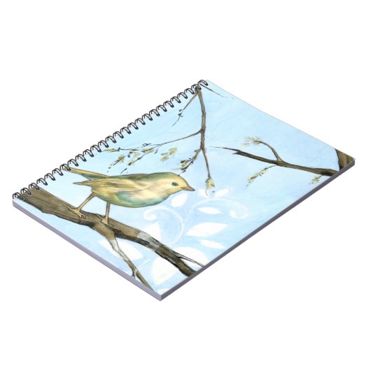 Kleiner Gelbbvogel auf einem Zweig nach oben Notizblock (Linke Seite)