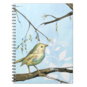 Kleiner Gelbbvogel auf einem Zweig nach oben Notizblock (Vorderseite)