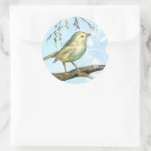 Kleiner Gelbbvogel auf einem Zweig nach oben Runder Aufkleber (Tasche)