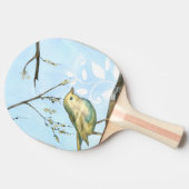 Kleiner Gelbbvogel auf einem Zweig nach oben Tischtennis Schläger (Seitenansicht)