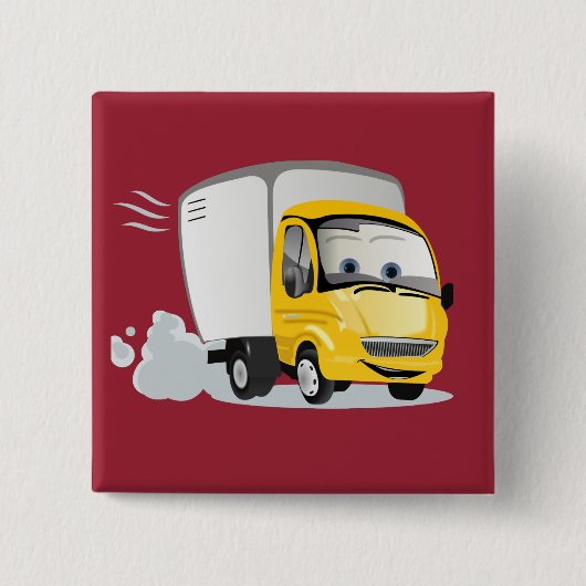 Kleiner Gelber Cartoon LKW für Kinder! Button (Vorderseite)