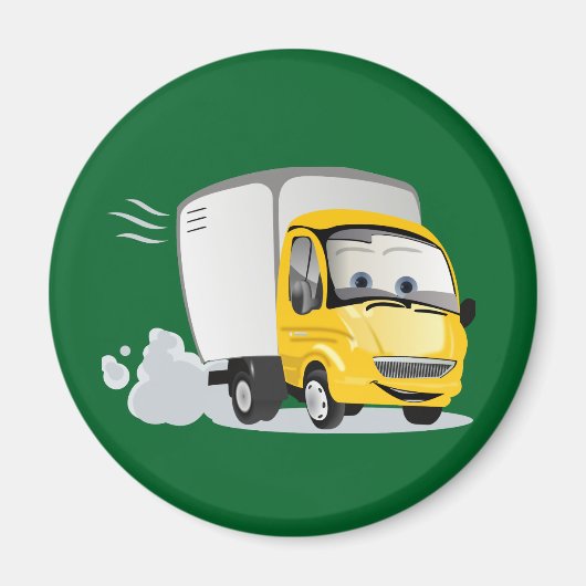 Kleiner Gelber Cartoon LKW für Kinder! Magnet (Vorne)