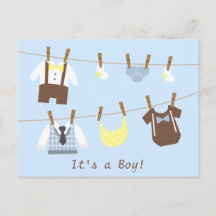 Kleiner Gentleman Baby Jungen Wäscheleine Ankündigungspostkarte