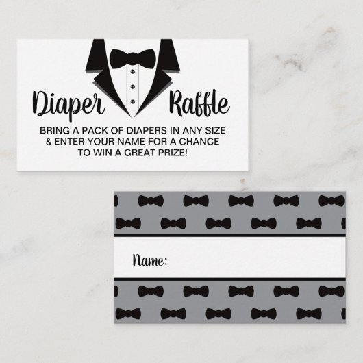 Kleiner Gentleman Diaper Raffle Ticket, Tuxedo Visitenkarte (Vorne/Hinten)