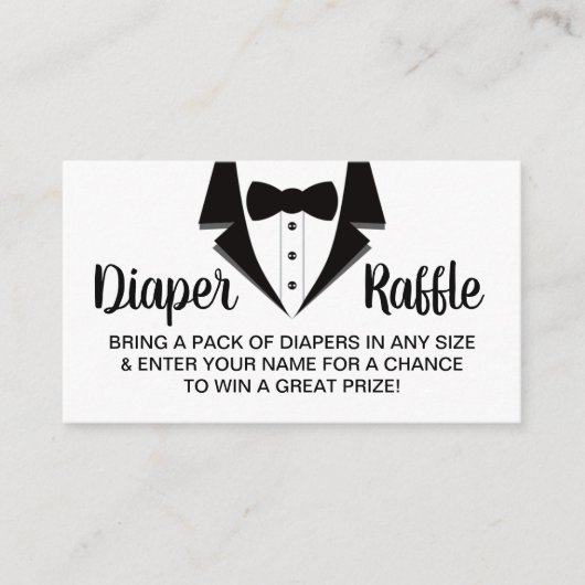 Kleiner Gentleman Diaper Raffle Ticket, Tuxedo Visitenkarte (Vorderseite)
