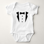 Kleiner Gentleman Tuxedo mit Black Bow Krawatte Baby Strampler (Vorderseite)