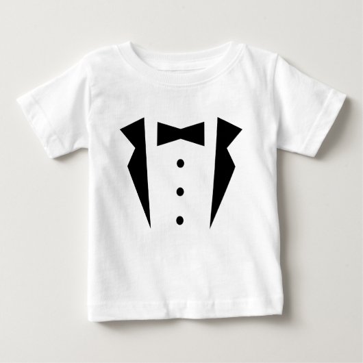 Kleiner Gentleman Tuxedo mit Black Bow Krawatte Baby T-shirt (Vorderseite)
