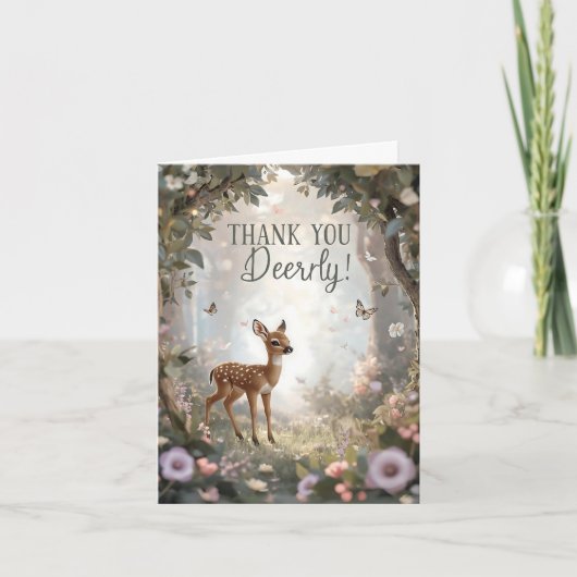 kleiner Gepunkteter Hirschwald Geburtstag Dankeskarte (Vorderseite)