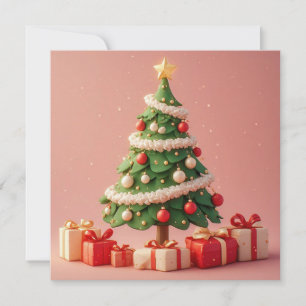 Kleiner geschmückter Weihnachtsbaum mit Geschenken Feiertagskarte