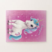 Kleiner Glitzer Einhorn Personalisiert Kinder Puzzle (Horizontal)