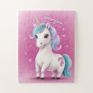 Kleiner Glitzer Einhorn Personalisiert Kinder Puzzle